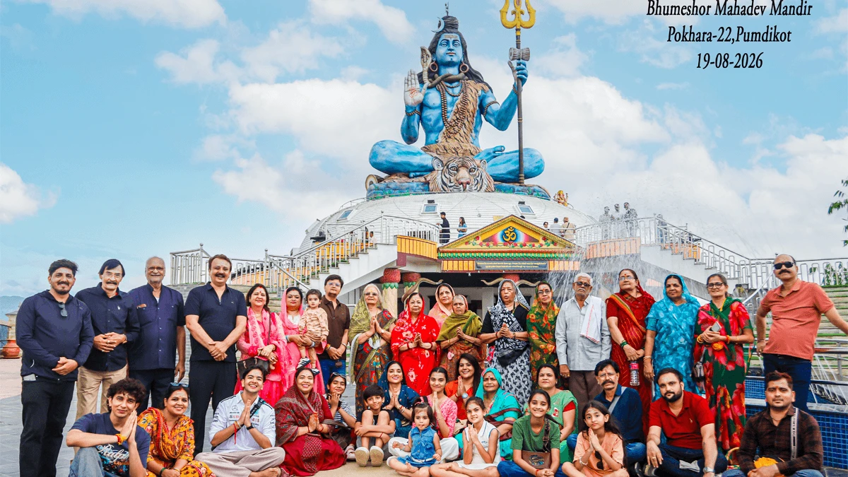 Indian travelers visit Pumdikot Mahadev temple